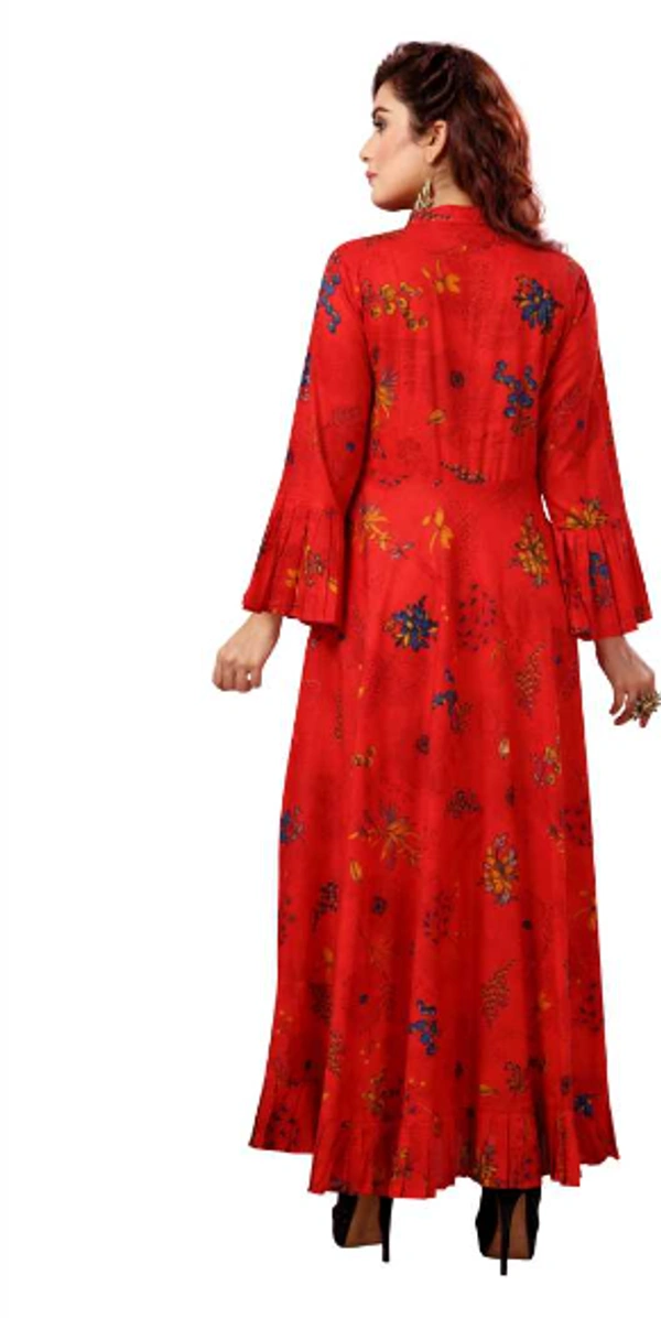 Madhuram Women Printed Cotton Blend Flared Kurta - M, XL, XXL, 3XL, 4XL, RED